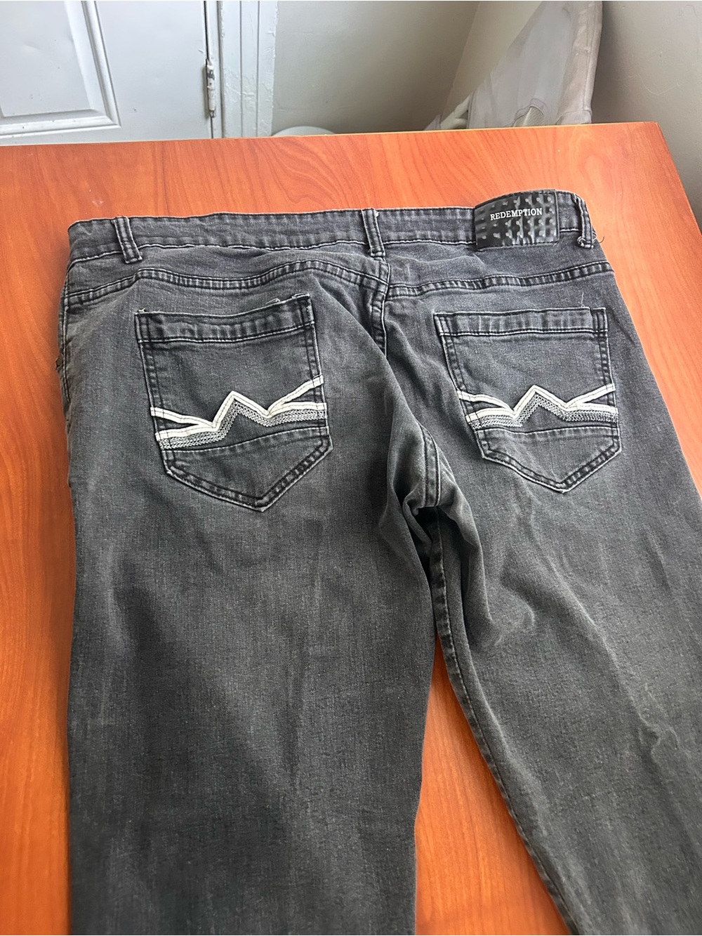 Redemption Men’s Slim Straight Jeans in Charcoal Gray